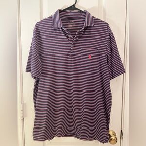 Polo Ralph Lauren Performance Classic Fit Striped Polo Shirt Medium Blue Pink